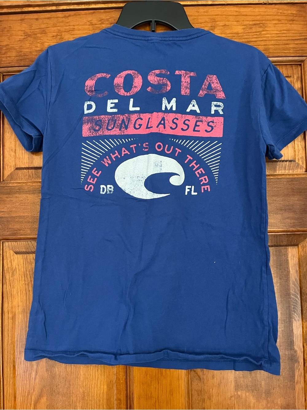 Costa Navy Short Sleeve Graphic Logo Tee with Red Accents